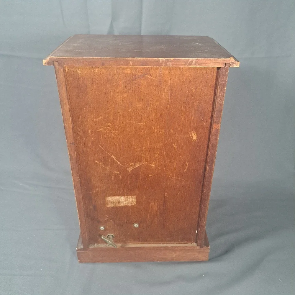 VTG Wooden Jewelry Armoire Music Box Cabinet Chest Brown Gold Boho Traditional